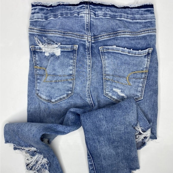 AEO Super Hi-Rise Jegging Acid Wash Distressed Stretchy - Picture 4 of 7